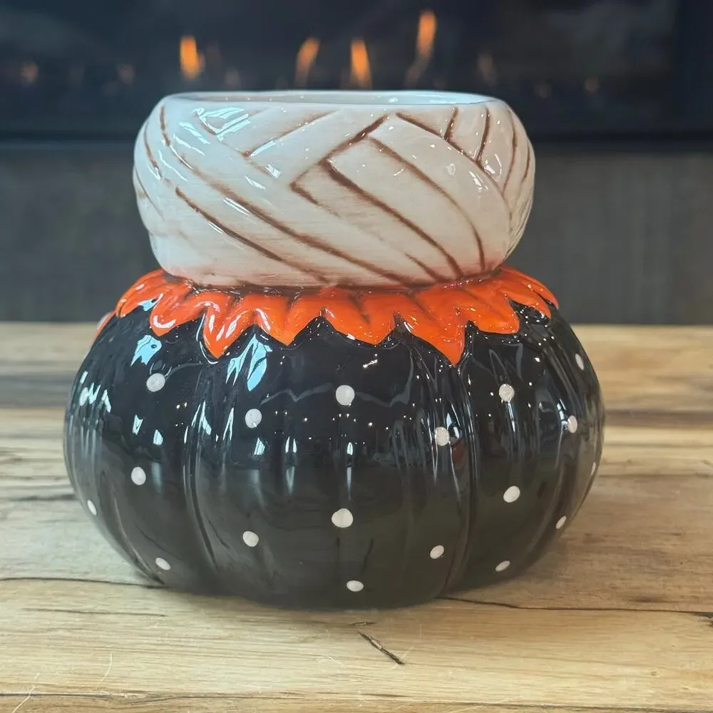 Johanna Parker Designs Halloween Mummy Pumpkin Mug Transpac Ceramic Folk Art New